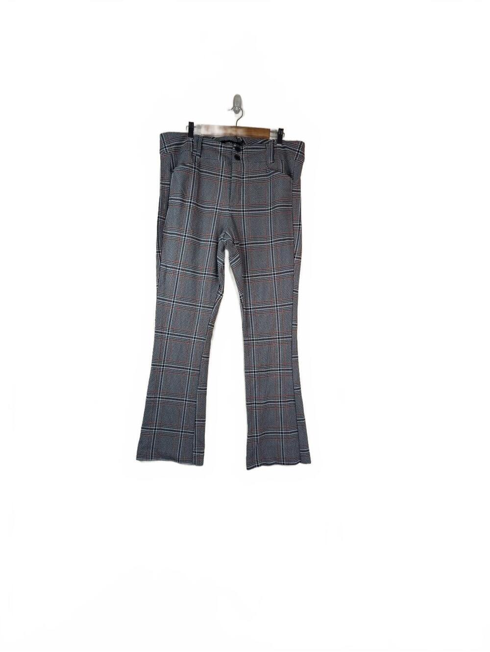 Torrid Studio Luxe Ponte Plaid Trousers Gray and Black w/Red Accents  Size 22R‎